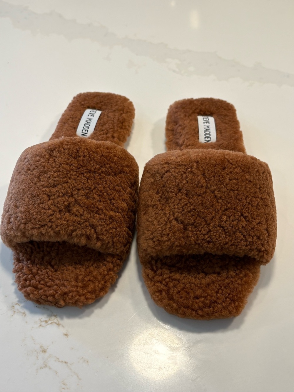 Steve Madden Chestnut Faux Shearling Slide Slippers